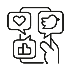 Icon eines Handys, das verschiedene Medienaktivitäten darstellt.